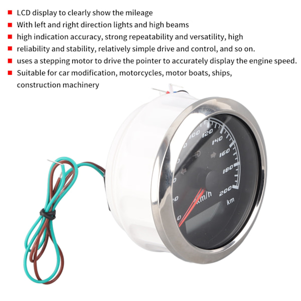 9‑32V IP67 GPS-hastighetsmätare 200KM/H 0‑999999KM LCD-kilometerräknare Anti‑Dimma Multifunktionsmätare för Bilar Motorcyklar Fartyg