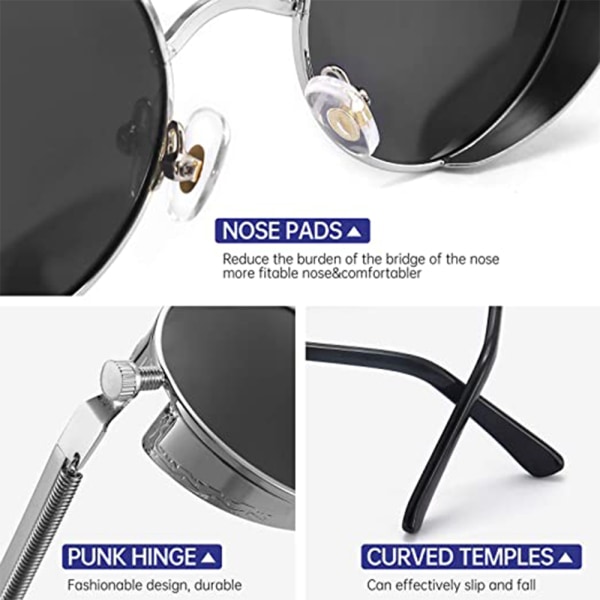 1 stk Polariserte solbriller for menn, Uv-beskyttelse, rund gotisk