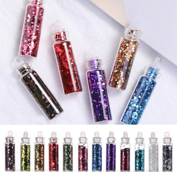 Glitterdekorasjon Blanding Farge DIY Neglekunst Klistremerker Sekkener Polering 6#