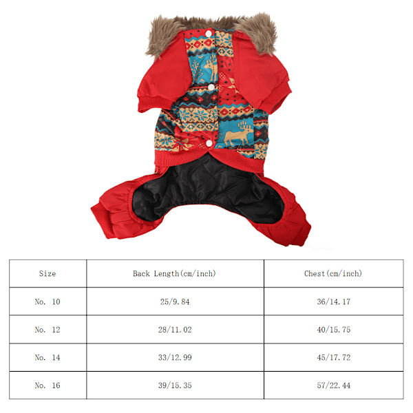 Höst-Vinter Plush Tjock Mjuk Bekväm Jacka Kalla Skyddskläder Varma Kläder Outfit för Hundar Röd Nr 10