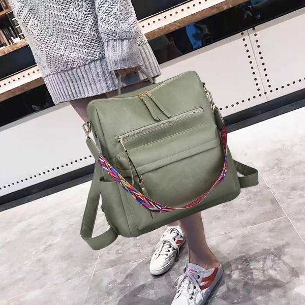 Laptop Ryggsäck Handväska för kvinnor Stort Designer PU Läder