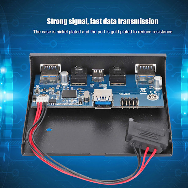 Robust USB3.0 HUB, 3,5 tommer frontpanel USB 3.1-udvidelse med Type-C-interface og 5 Gbps hastighed, sandblæst metalhus til PC-tårne