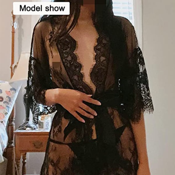 Damunderkläder Spets Kimono Sexig Klänning Vida ärmar Sexig