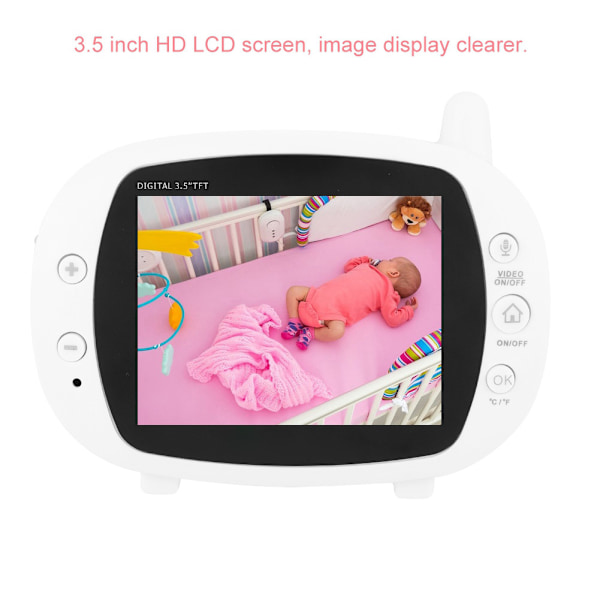 3,5\" LCD Digital To-Vejs Talk Back Trådløs Video Babymonitor Kamera 100- 240V EU Stik