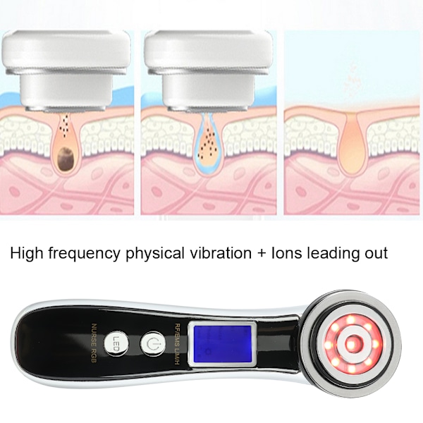 Photon Terapi RF EMS Højfrekvent Mikrovibration Skønheds Maskine Porerensning Sort Lilla