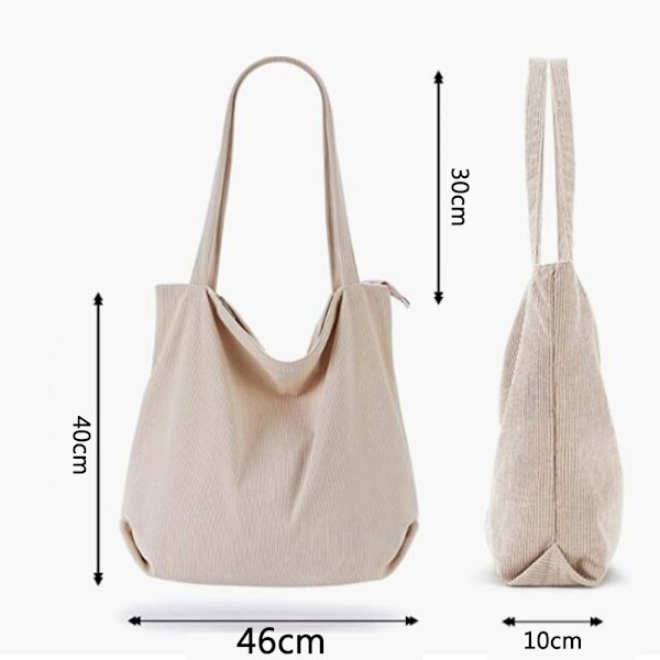 Fløjls taske, Dame lynlås skuldertaske, Stor shopper taske, Tote taske, Håndtaske, Skuldertasker til arbejde, kontor, rejser, shopping, skole og daglig brug