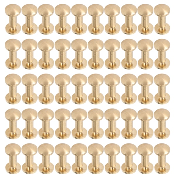 50 Set Mässingsnitar Kit DIY 8mm Spårskruv Dekorativ Böjd Nit för Läder Väska Tyg Byxor Väska Papper 7mm / 0.28in