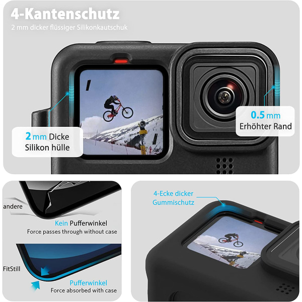 Go Pro Hero 11/10/9 Sort Beskyttende Etui i Silikonegummi