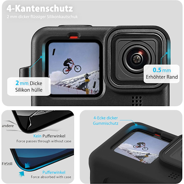 GoPro Hero 11/10/9 musta suojakotelo silikonista