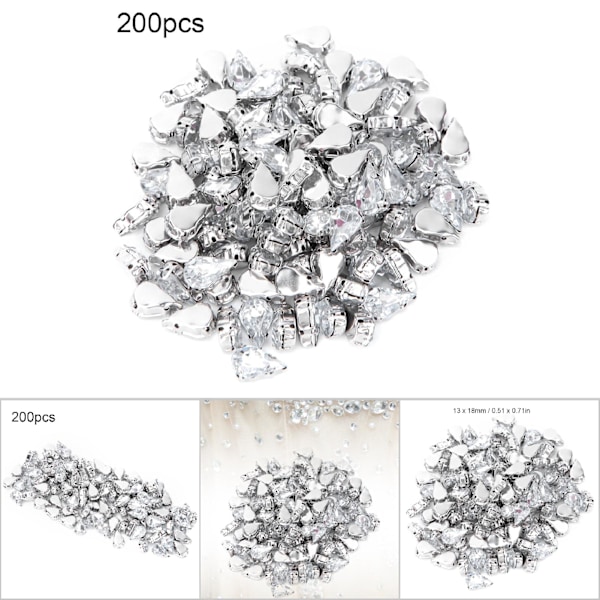 200 stk Akryl Tåredråpe DIY Dekorasjonstilbehør for Klær Sko Veske (13x18mm)