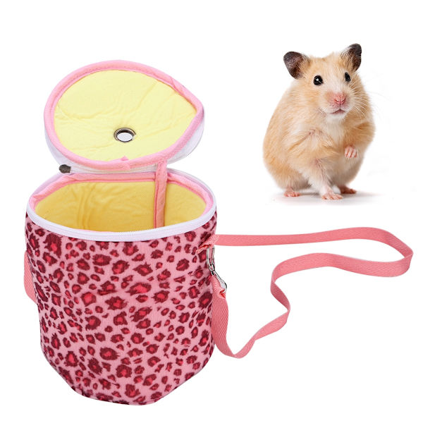 Stor Kort Plysch Bärbar Husdjurs Hamster Enkelsidig Varm Bärsele Utgående Sovsäck för ekorrar Igelkott Marsvin Rosa Leopard