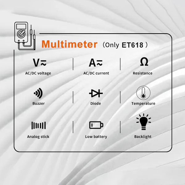 ET616 Netværkskabels Tester Multimeter Multifunktionel Linjefinder med LCD Skærm til Kabelsortering Netværksvedligeholdelse Sortering Telefonledning