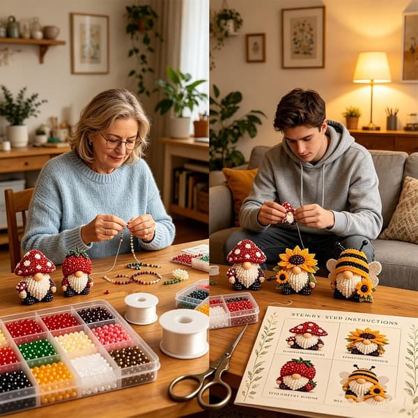 Dverg Håndverkssett, DIY Perlesett Egnet for Barn, Tenåringer og Voksne - D