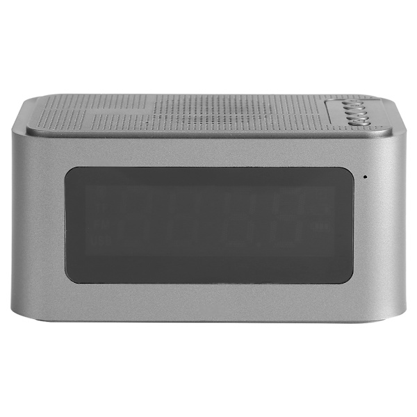 Multifunktionell Bluetooth Digital Väckarklocka LED Stereo Högtalare FM-radio/MP3-spelare/TF Silver