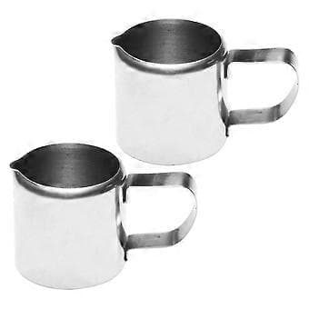 2 stk. Mælkekander til kaffebar, rustfrit stål, sauceholder, espresso mini mælkekande