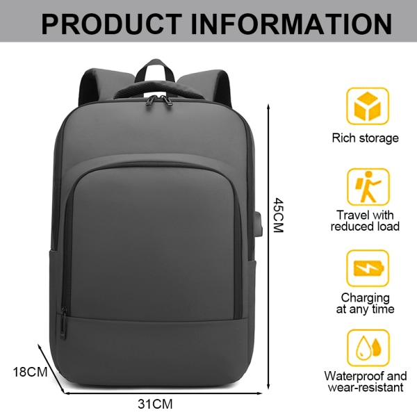 Laptop Rygsæk, rejsetaske -15,6 \"med USB-port