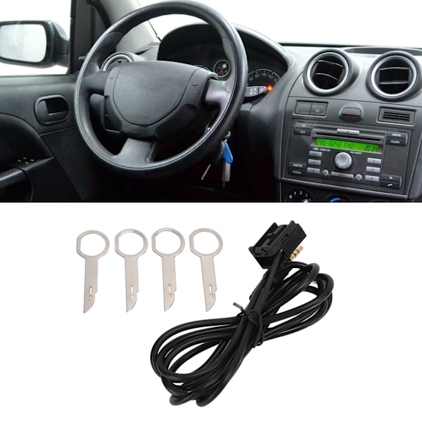 3,5 mm lydinngang Aux-kabeladapter med 4 fjerningverktøy, erstatning for Ford Fiesta Mondeo Focus MK2 Transit Fusion