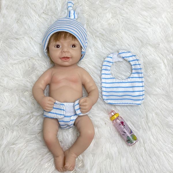Reborn Babydockor 6 Tum Silikon Pojkar Livsliknande Helkropp Miniatyr Silikon Bebisar Dockor med Öppna Ögon Leksak Present till Barn