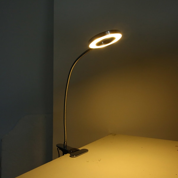 USB-ladbare bordlampe med dimmefunksjon, leselys for studier, øyevern, klipslampe