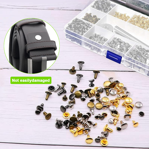 Metallnitar för läderhantverk, lädernitar dubbelkapselnit blandade färger rörformiga metallnitar perfekta för dekoration, 300 set läderhantverk