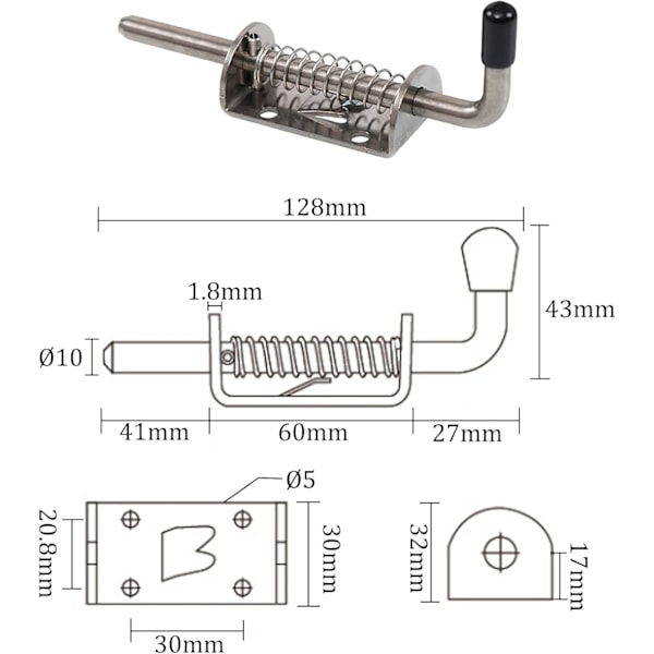 Låge Lås Til Multiformål, Solid 304 Rustfrit Stål Med Nem Installation Og Udvidbar Splint