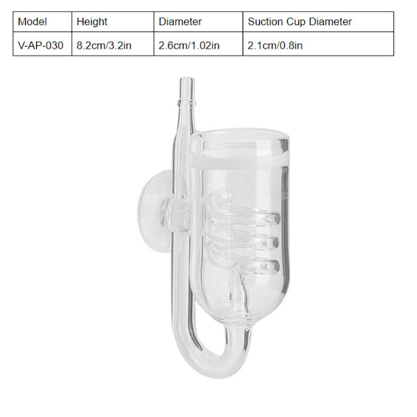 Akvarium Transparent Glas CO2 Forfiner Diffuser med Sugkop til Fisk Plante Tank (V AP-030)