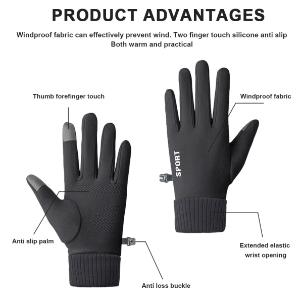 Men's warm riding plush touch screen waterproof gloves