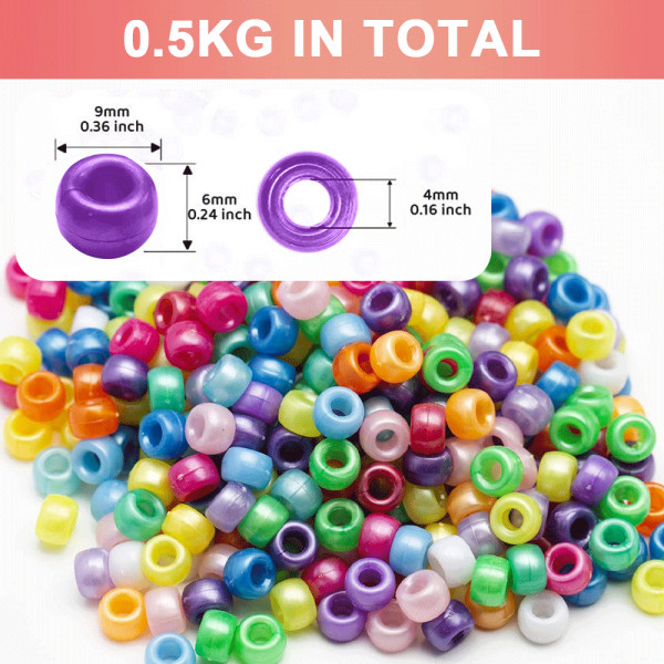 Flerfargede perler runde assortert 6 x 9 mm, for å lage armbånd,