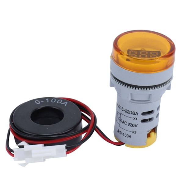Digital Strömmätare Amperemeter Rund Noggrann Signalindikatorlampa AC 220V AD16‑22DSAGul