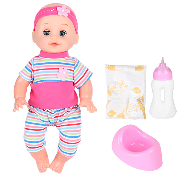 Baby Dukke Legetøj Høj Simulation Børn Uddannelse Foregive Play Dukke Legetøj med Lydeffekt SY004-10 Pink
