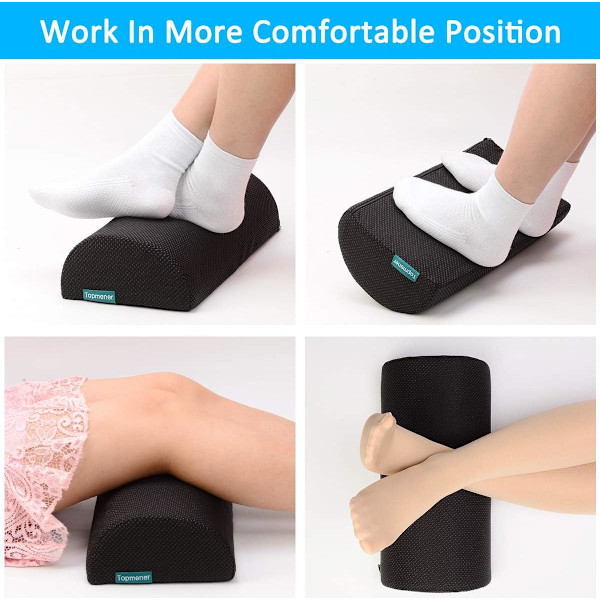 Bärbart Komfort Fotstöd Under Skrivbordet, Halkfri Ergonomisk Fotpallskudde i Memory Foam, Halvcirkelformad Design för Optimal Benavlastning, Förbättra Hållningen
