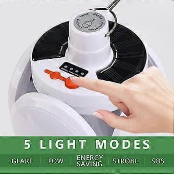 Campinglys, bærbar LED campinglys, 5 moduser 360 belysning, IPX6 vanntett, oppladbart campinglys, solcelle campinglys for camping, fiske