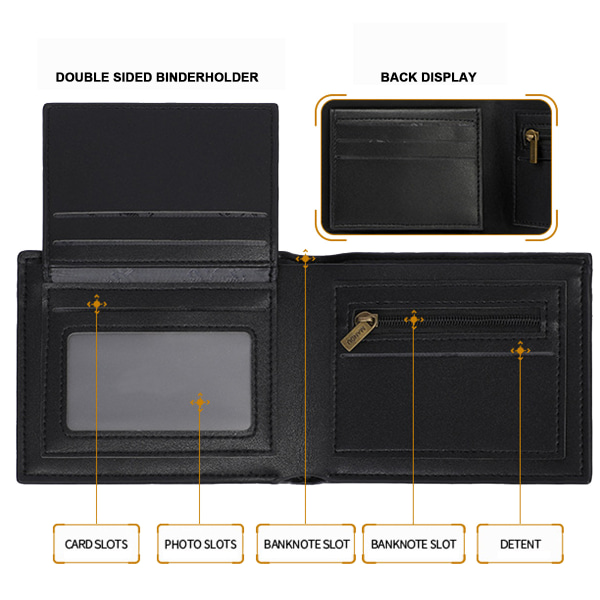 Slank lommebok for menn, stor bifold lommebok for menn med RFID-blokkering