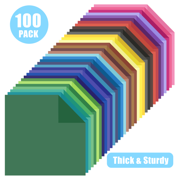 100 ark 20*20 cm-50 farver enkeltsidet farvet origami papir