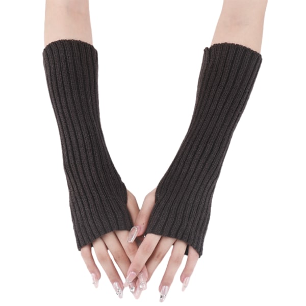 Kvinders vintervarm over albue Lange fingerløse handsker med tommelfingerhul