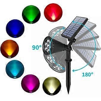 Solcellelampe Utendørs, Vanntett IP65 Solcellelampe Utendørs Hage med 180° Solcellepanel Utendørs Solcellebelysning
