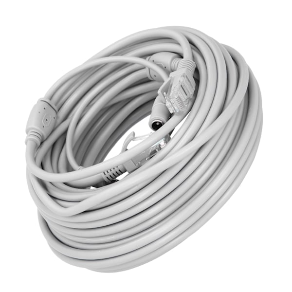 Bærbar Ethernet-kabel 2‑i‑1 Strømforsyning Netværksledning til IP-kamera NVR CCTV System 15m / 49,2ft