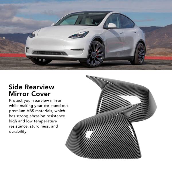 Side Speildeksel Høyglans Dør Eksteriør Vingespeilhetter Erstatning for Tesla Model Y 2020 til 2023 Karbonfiber Stil