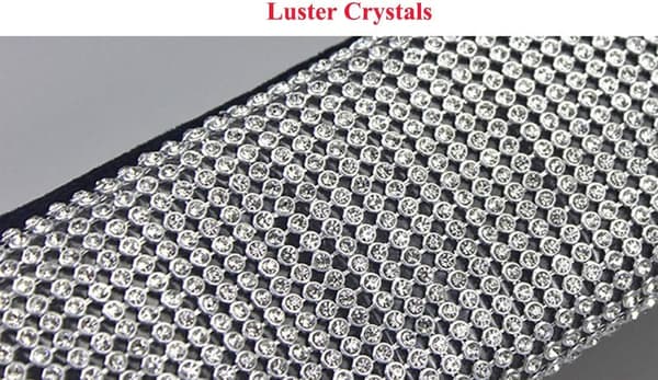 Växelspaksknopp i läder med kristallglitter Bling Rh