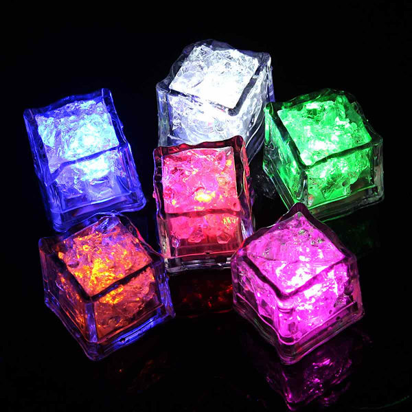 Lysande Isbitar för Drycker, 12-pack Vattentäta Lysande Isbitar med Auto-Avkänning, Flerfärgade LED-Isbitar för Cocktail, Vinclub, Bar