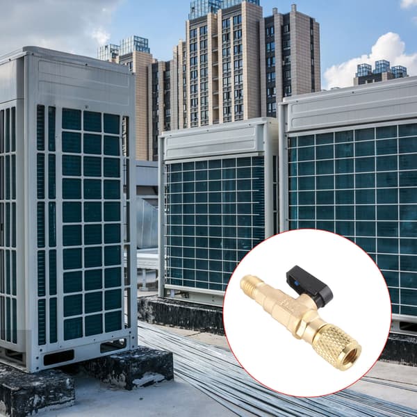 Kølemiddel Ladeventil til HVAC-systemer, Kugleventiladapter 1/4in SAE Messing Køleforbindelse med Justerbar Åbning, Høj Kvalitets Messing
