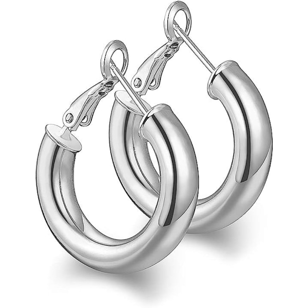 wowshow Tykke Hoop Øredobber Howllow 14K Gullbelagt Gull Hoops f