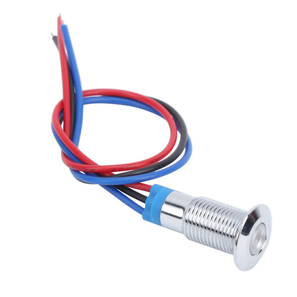 4 Sæt Metal LED Indikatorlys Fælles Katode Lampe Industrielle Kontrolkomponenter 8mm 12‑24V Rød og Blå