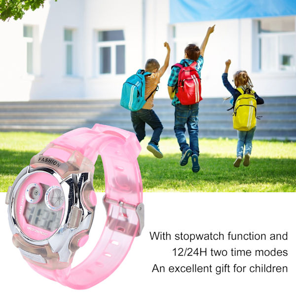 Barnklocka Multifunktionell Utomhus Sport Digital Elektronisk Klocka för Barn Rosa