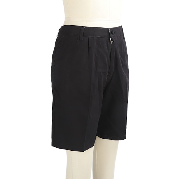 Män Herrshorts Bomull Hög Midja Lösa Klassiska Shorts med Fickor för Sommar Svart Svart 32