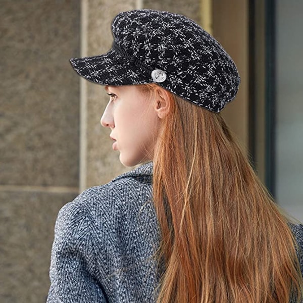 Naisten cap tehty Houndstooth-baretti naisten casual baretimuoti