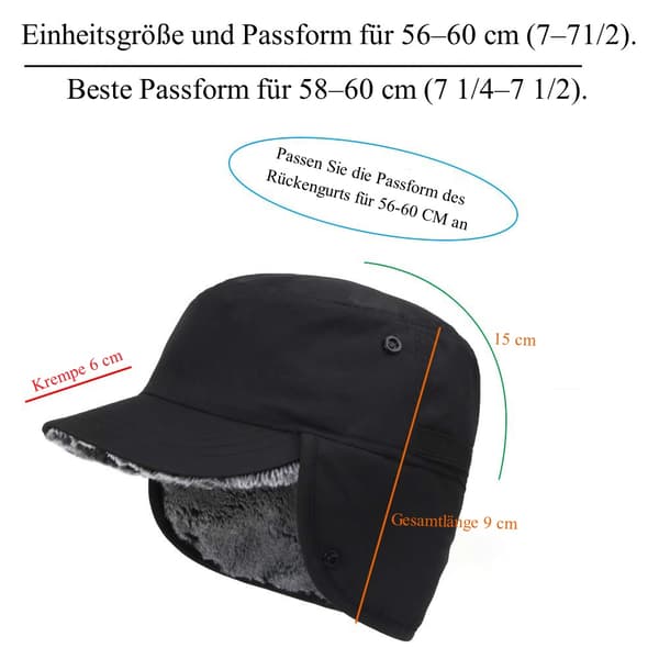 Vinterhue Varm hat med øreklapper - 100% nylon & kunstpels