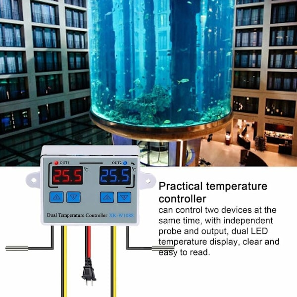 Temperaturkontroller för inkubation och utrustningshus, utrustad med vattentät sensorprob och LED digital display