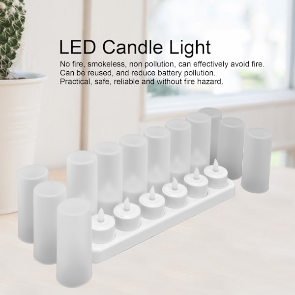 Lysestake med Simulert Flamme, Trygg og Gjenbrukbar LED-Lys for Fest, Bryllup, Jul, 100‑240VUS-Plugg