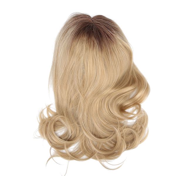 Vågig Blond Curly Corrugerad Syntetisk Peruk Värmebeständig Fiber för Fest Dagligen